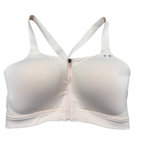 Under Armour Infinity Zip Front High Impact Sports Bra Size 38DD light pink - Picture 1 of 8